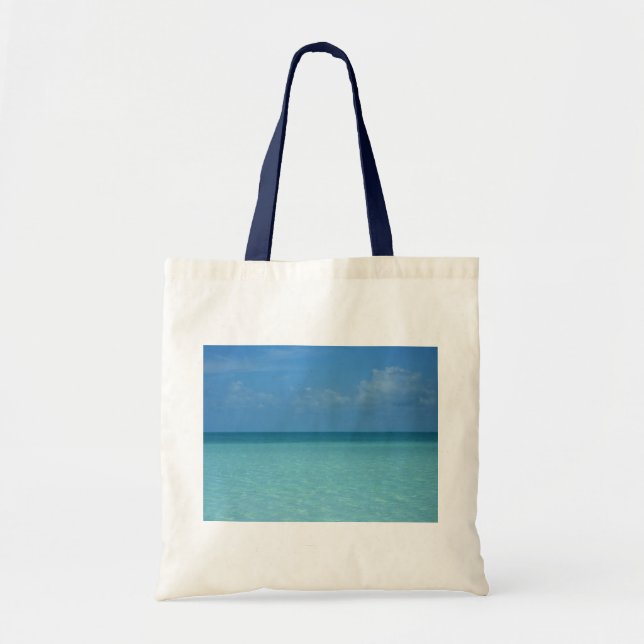 Caribbean Horizon Tropical Turquoise Blue Tote Bag (Front)