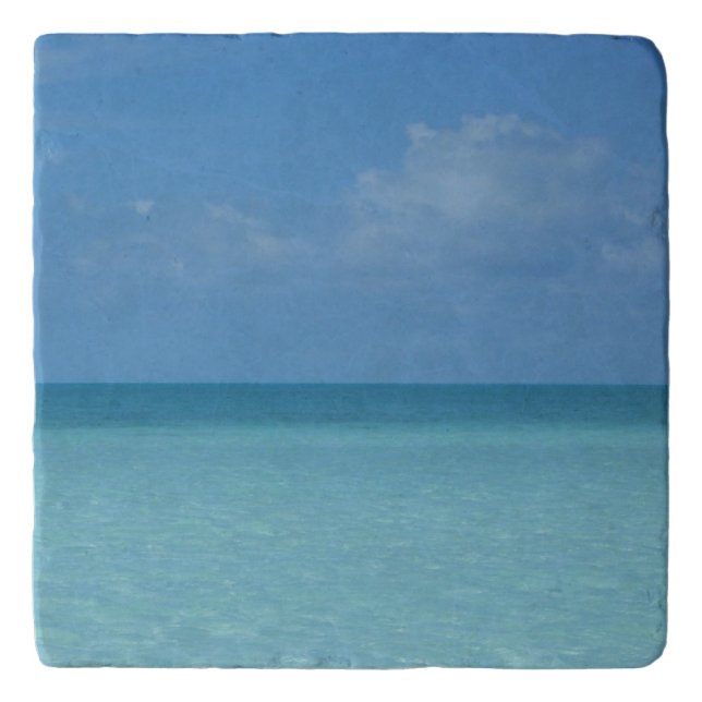 Caribbean Horizon Tropical Turquoise Blue Trivet (Front)