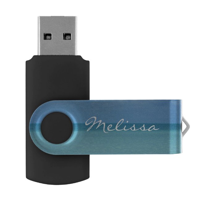 Caribbean Horizon Tropical Turquoise Blue USB Flash Drive (Opened)