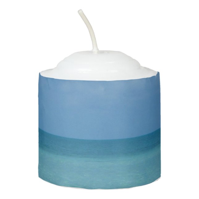Caribbean Horizon Tropical Turquoise Blue Votive Candle (Front)