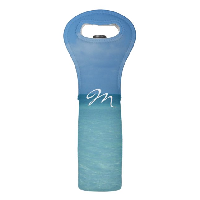 Caribbean Horizon Tropical Turquoise Blue Wine Bag (Front)