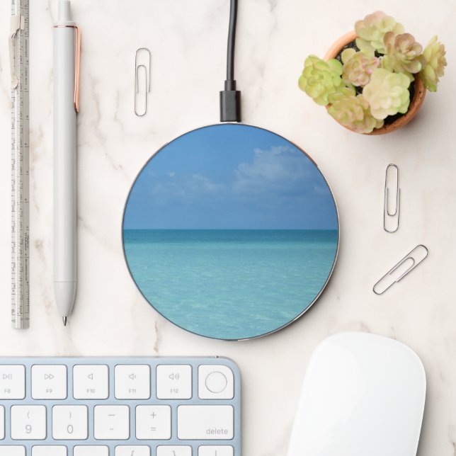 Caribbean Horizon Tropical Turquoise Blue Wireless Charger (Desk)