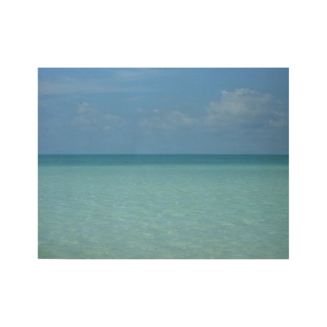 Caribbean Horizon Tropical Turquoise Blue Wood Poster (Front)