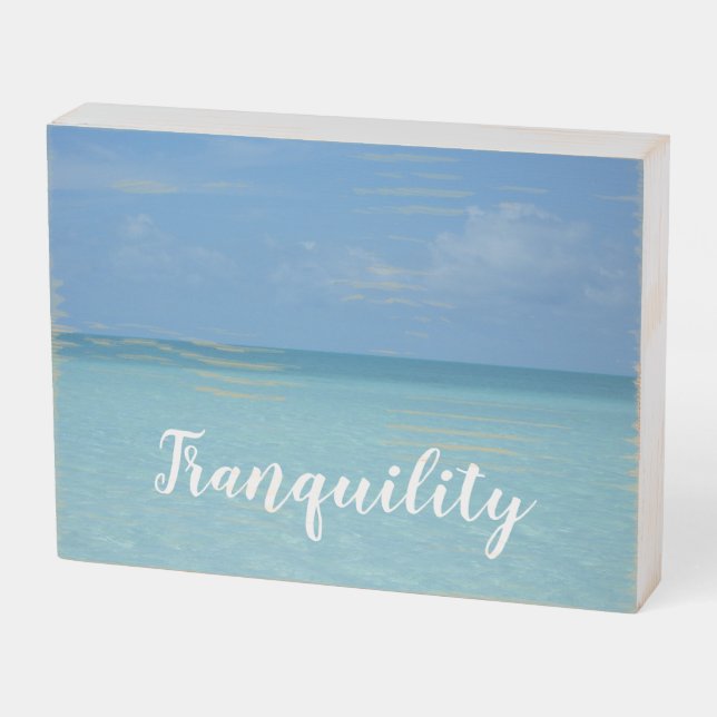 Caribbean Horizon Tropical Turquoise Blue Wooden Box Sign (Angled Horizontal)