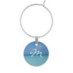 Caribbean Horizon Turquoise Blue Monogram Wine Charm