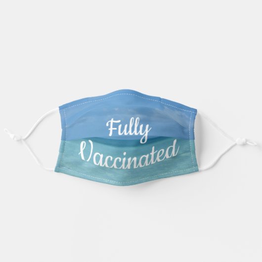 Caribbean Horizon Turquoise Fully Vaccinated Adult Cloth Face Mask (Front, Unfolded)