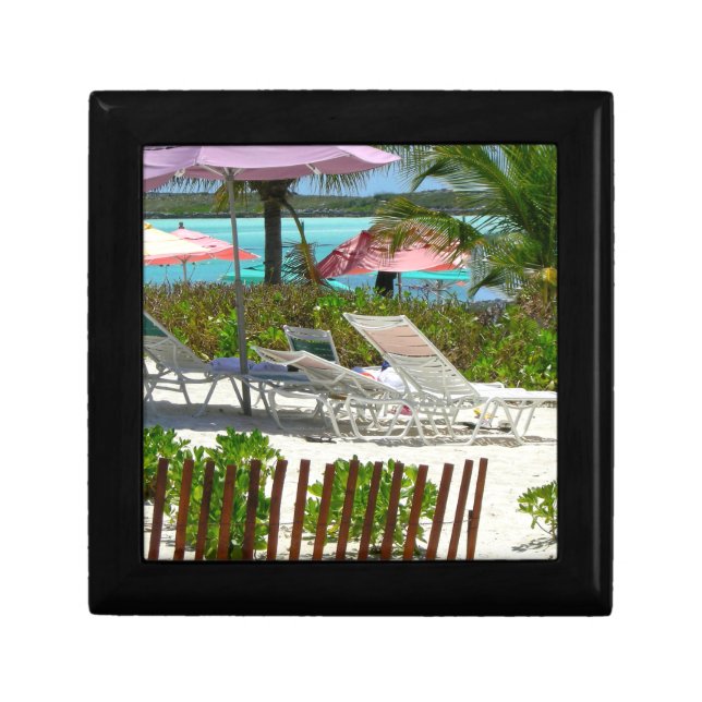 Caribbean Island Beach Scene Jewelry Box (Front)