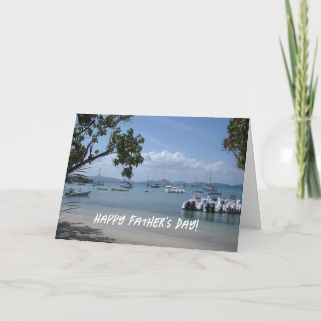 Caribbean Island Harbor Father's Day Photo Card (Front)