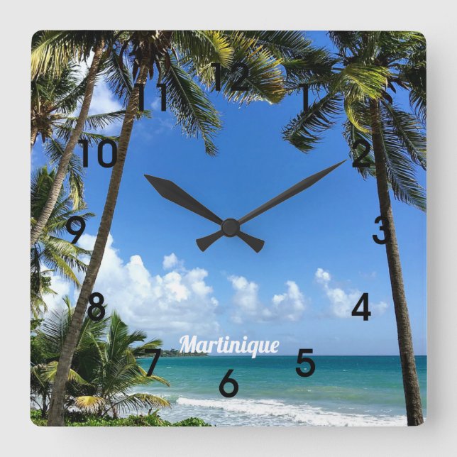 Caribbean Island, Martinique (labeled) Square Wall Clock (Front)