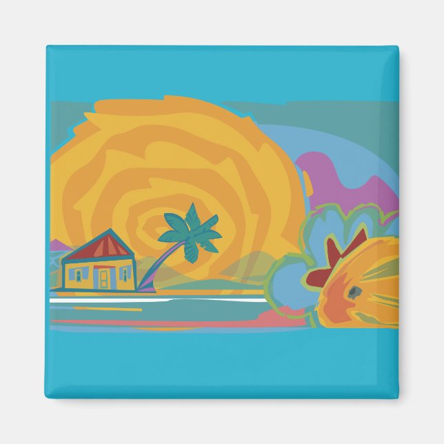 Caribbean Island Sun Magnet (Front)