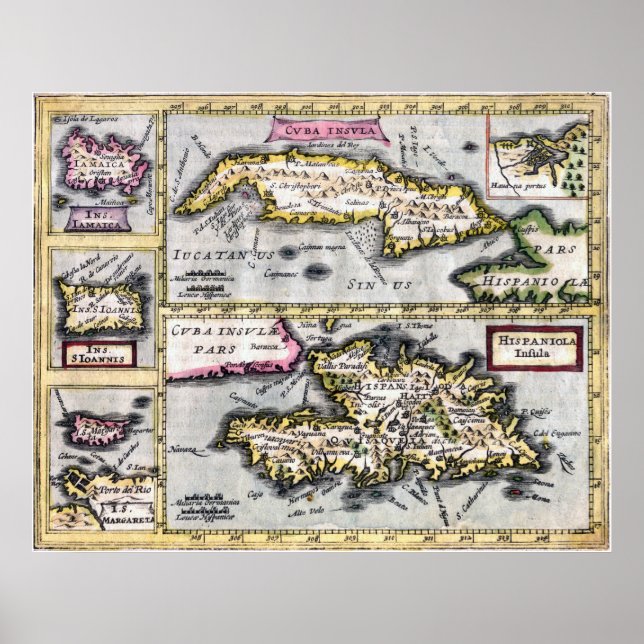 Caribbean Islands - 17th Century Map Poster (Front)