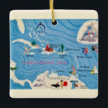 Caribbean Islands Illustrated Map  Ceramic Ornament<br><div class="desc">Great old nicely illustrated map of the Caribbean featuring the Islands and Venezuela.  It's a very old postcard image and we've repurposed it on a new postcard.</div>