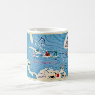 Caribbean Islands Illustrated Map Coffee Mug