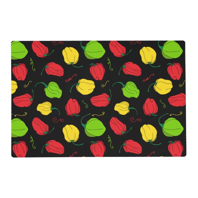 Caribbean Kitchen Bonney Pepper Patterned Placemat (Front)