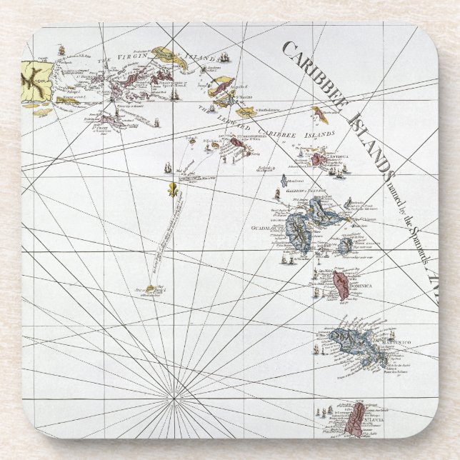 CARIBBEAN: MAP, 1775 BEVERAGE COASTER (Front)