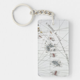 CARIBBEAN: MAP, 1775 KEYCHAIN
