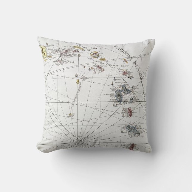 CARIBBEAN: MAP, 1775 THROW PILLOW (Front)