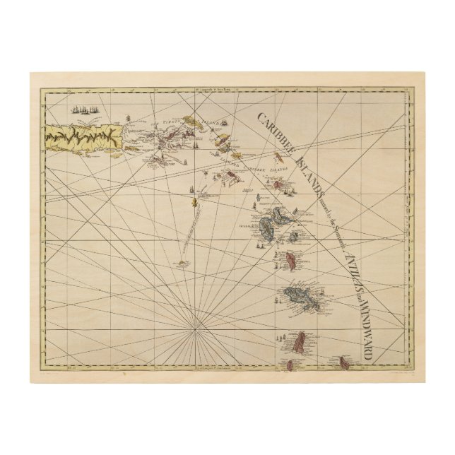CARIBBEAN: MAP, 1775 WOOD WALL DECOR (Front)