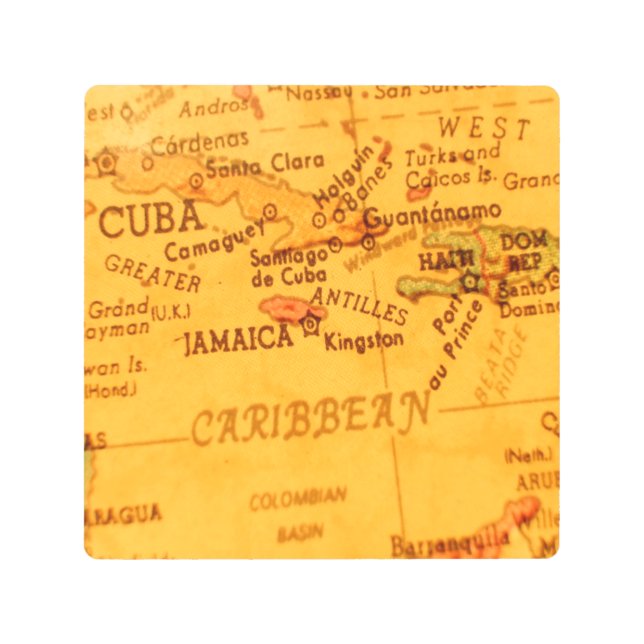Caribbean Map Vintage Metal Print (Front)