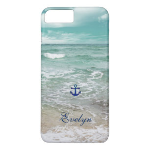 Caribbean Ocean Beach View Anchor Monogram iPhone 8 Plus/7 Plus Case