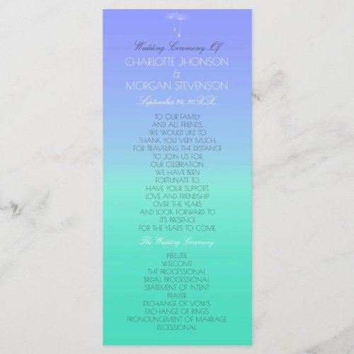 Caribbean Ocean Pastel  Ombre Wedding Program