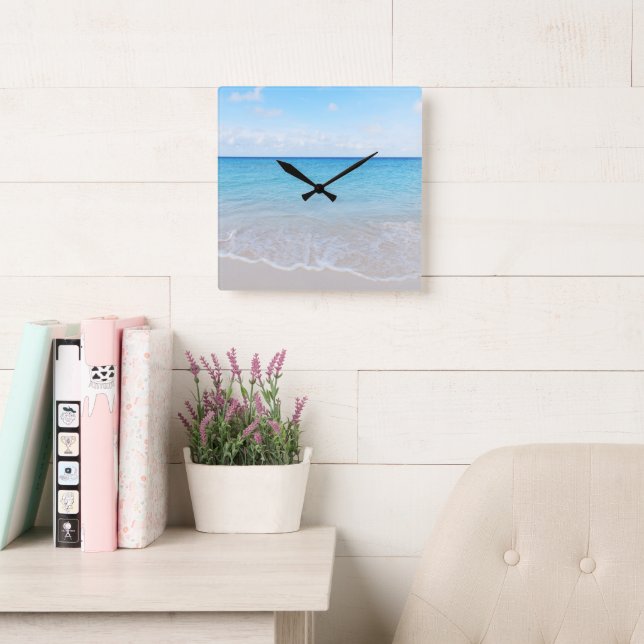 Caribbean Ocean Tranquility 13 Square Wall Clock (Reading Room)