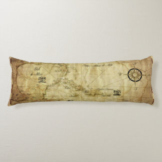 Caribbean - old map body pillow