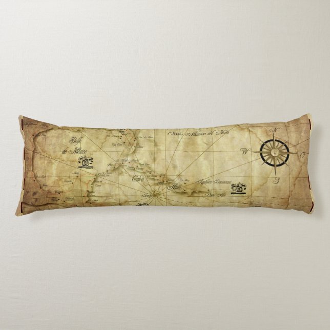 Caribbean - old map body pillow (Front)