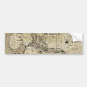 Caribbean - old map bumper sticker