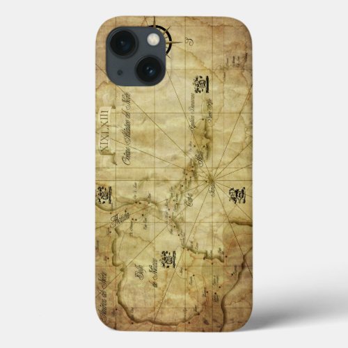 Caribbean _ old map  iPhone 13 case