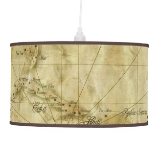 Caribbean - old map ceiling lamp