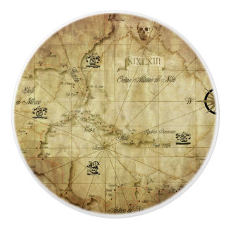 Caribbean - old map ceramic knob