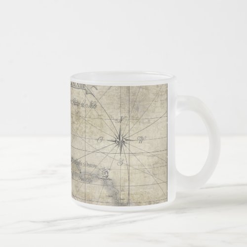 Caribbean _ old map frosted glass coffee mug
