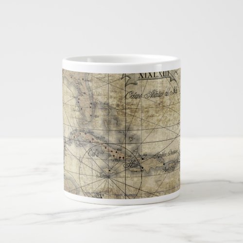 Caribbean _ old map giant coffee mug