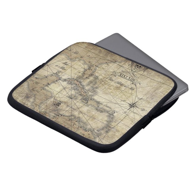 Caribbean - old map laptop sleeve (Front Top)