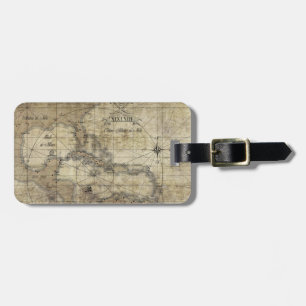 Caribbean - old map luggage tag