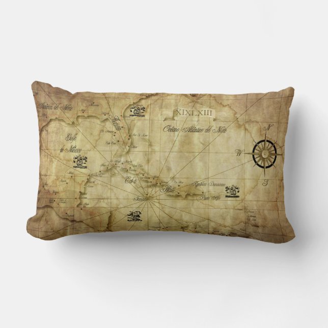 Caribbean - old map lumbar pillow (Front)