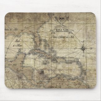 Caribbean - old map mouse pad