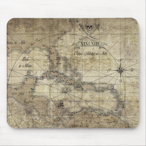 Caribbean _ old map mouse pad