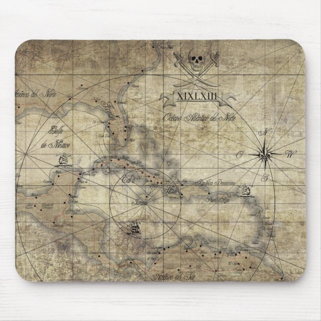 Caribbean - old map mouse pad (Front)