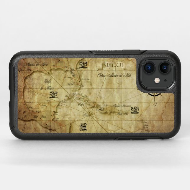 Caribbean - old map... otterbox iPhone case (Back Horizontal)