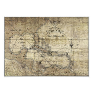 Caribbean - old map photo print