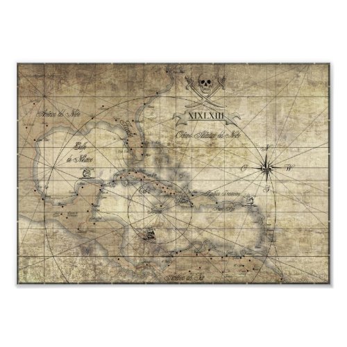 Caribbean _ old map photo print