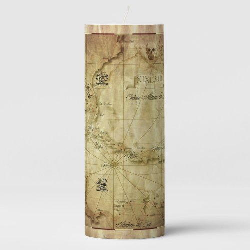 Caribbean _ old map pillar candle