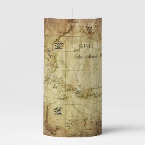 Caribbean _ old map pillar candle