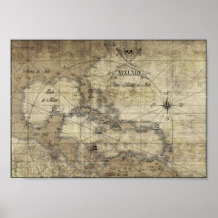 Caribbean - old map poster