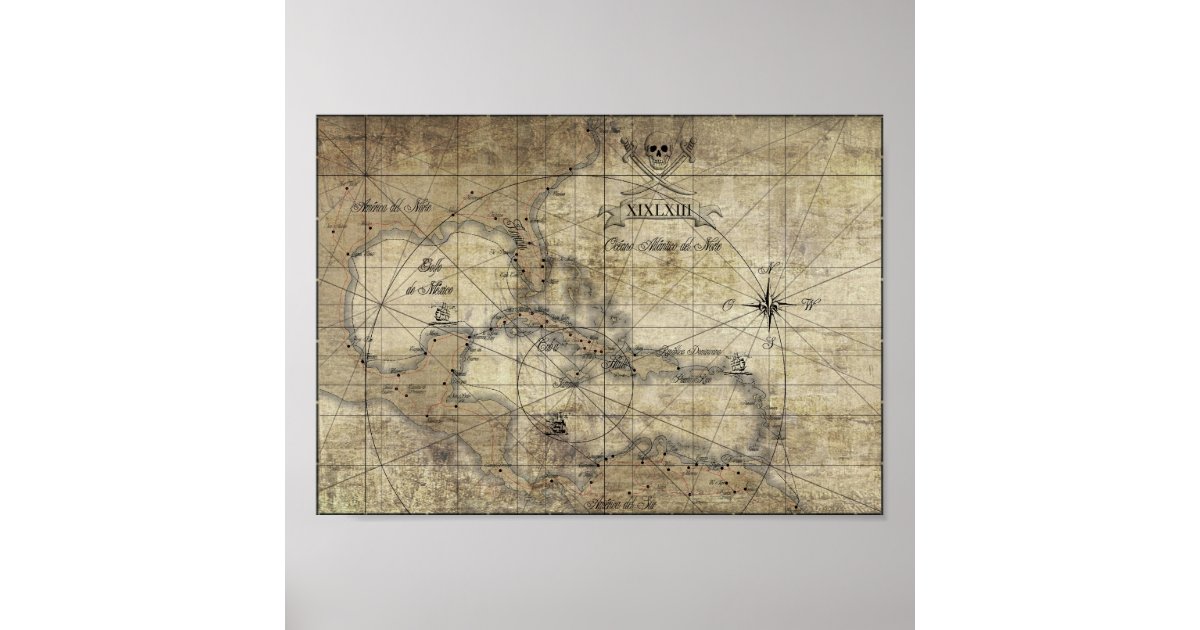 Caribbean - old map poster | Zazzle