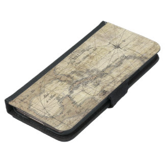 Caribbean - old map wallet phone case for samsung galaxy s5