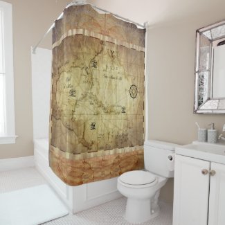 Caribbean - old map... shower curtain