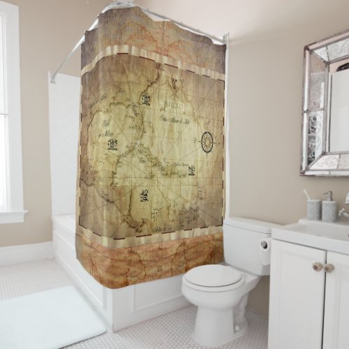 Caribbean _ old map shower curtain